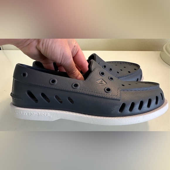 New SPERRY Top Sider Float Shoes Boating Navy Blue White Slip-Ons Nautical NWT - Picture 9 of 13